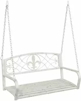 vidaXL Schaukelbank Stahl antik-weiß, 110,5x59x55cm (42038694)