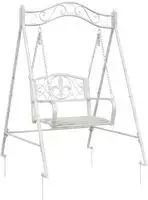 vidaXL Schaukelbank Stahl 113 x 121,5 x 168 cm Antik Wei&szlig;