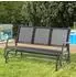 OKWISH Gartenschaukelbank 3-Sitzer, Metall, schwarz, 147x75x85cm