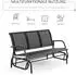 OKWISH Gartenschaukelbank 3-Sitzer, Metall, schwarz, 147x75x85cm