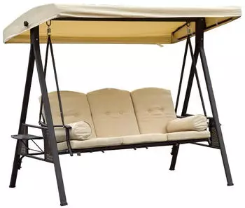 Outsunny Hollywoodschaukel als 3-Sitzer beige/braun