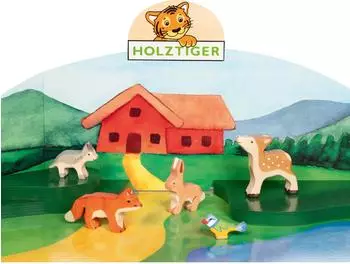 Holztiger Waldtiere Holzfiguren 5er-Set, handbemalt (80630)