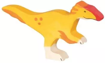 Holztiger Utahraptor Holzfigur, gelb (80628)