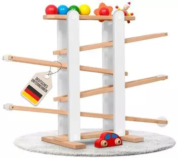Coemo Kugelbahn L aus Holz, grau, 7 mobile Teile