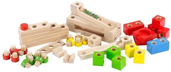 Playtastic Kugelbahn-Bausatz aus Holz, 50-teilig