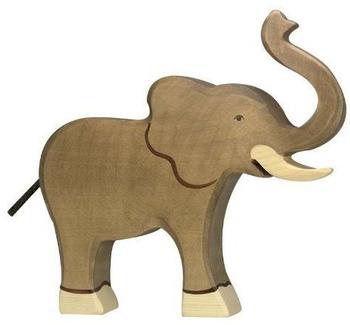 Holztiger Elefant, klein, Rüssel hoch