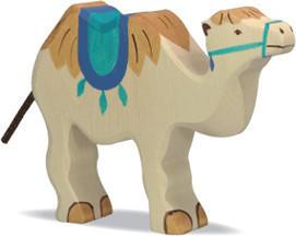 Holztiger Kamel mit Sattel
