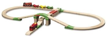 Eichhorn Holz-Bahn mit Laderampe 55-teilig