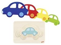 Goki Motorikspielzeug 57485, Auto, Schichtenpuzzle aus Holz, ab 2 Jahre