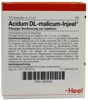 Heel Acidum DL Malicum Injeele 1,1 ml (10 Stk.)