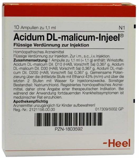 Heel Acidum DL Malicum Injeele 1,1 ml (10 Stk.)