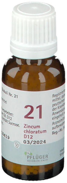 A. Pflüger Biochemie Schüßler-Salz Nr.21 Zincum chloratum D12 Globuli (15g)