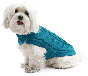 Fashion Dog Hunde-Strickpullover mit Zopfmuster Petrol 55cm (30555PV)