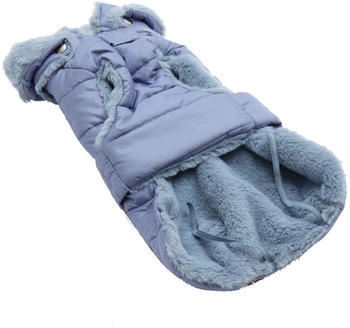 Fashion Dog Hunde-Steppmantel + Kunstpelz-Futter Azzurro 36cm (13036AZ)
