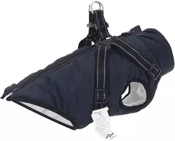 vidaXL Hundemantel mit Geschirr Marineblau L Fleece und Polyester