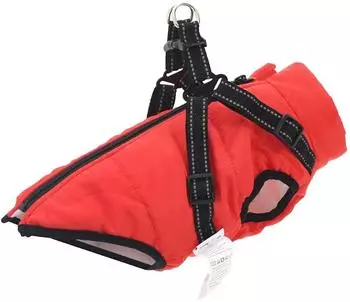 vidaXL Hundemantel mit Geschirr Rot XL Fleece und Polyester