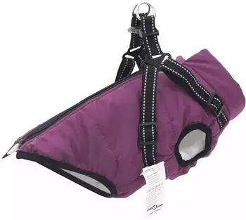 vidaXL Hundemantel mit Geschirr Lila XL Fleece und Polyester