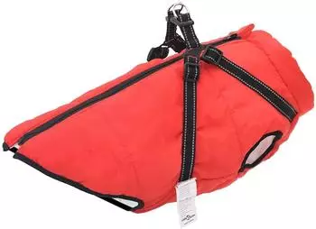 vidaXL Hundemantel mit Geschirr Rot 3XL Fleece und Polyester