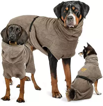 Rudelk&ouml;nig Hundebademantel schnelltrocknend & saugstark grau L