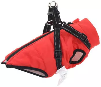 vidaXL Hundemantel mit Geschirr Rot L40 Fleece und Polyester