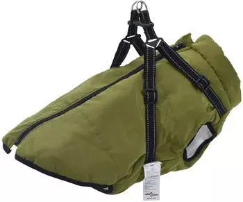 vidaXL Hundemantel mit Geschirr olivegr&uuml;n 4XL, Fleece und Polyester