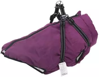 vidaXL Hundemantel mit Geschirr, lila, 6XL, Fleece und Polyester