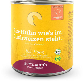 Herrmann's Selection Adult Hund Nassfutter Bio Huhn mit Fenchel und Buchweizen 800g