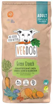 VEGDOG Green Crunch Trockenfutter Süßkartoffel mit Linsen, Erbsen & Blaubeeren 10kg VEGDOG Green Crunch Trockenfutter Süßkartoffel mit Linsen, Erbsen & Blaubeeren 10kg