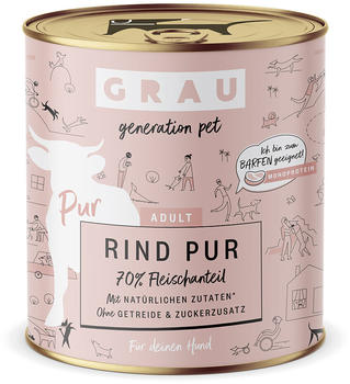 Grau Rind Pur Hunde-Nassfutter 800g