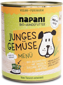 Napani Junges Gemüse Hunde Nassfutter Bio-Buchweizen mit Linsen & Zucchini 800g