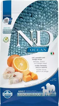 Farmina N&D Ocean Grainfree Canine Adult Medium Maxi Cod Pumpkin & Orange (2,5 kg)
