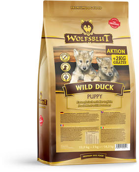Wolfsblut Wild Duck Puppy Entenfleisch mit Kartoffel 12,5kg + 2 kg