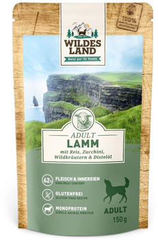 Wildes Land Adult Lamm mit Reis, Zuchini, Wildkräutern & Distelöl Hundenassfutter 150g