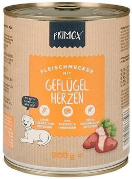 Primox Fleischmecker Geflügelherzen Hundenassfutter 800g