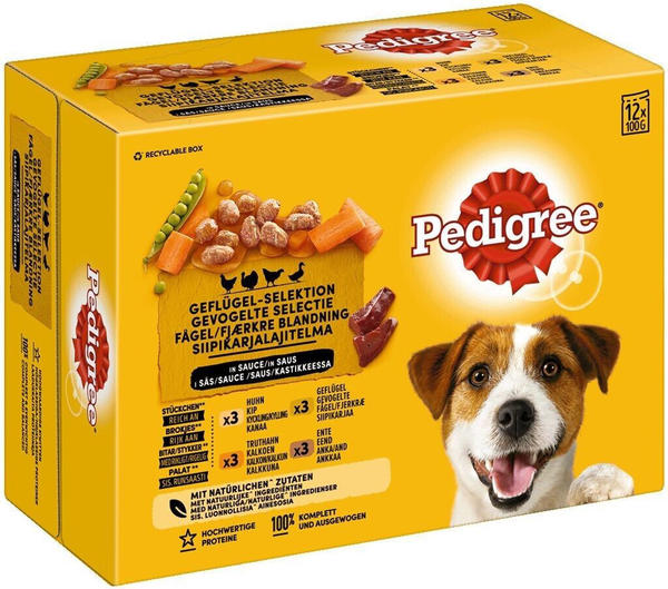 Pedigree Multipack Hund Nassfutter Geflügel-Selektion in Soße 12x100g