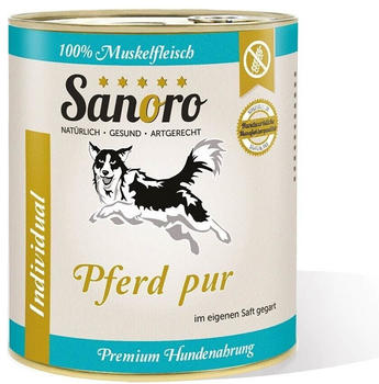 Sanoro Pferd pur Hund Nassfutter Pures Muskelfleisch vom Pferd 800g