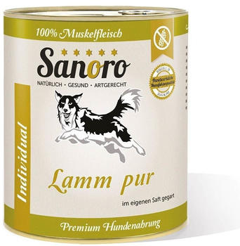 Sanoro Pures Muskelfleisch vom Lamm und Schaf Hund Nassfutter 800g
