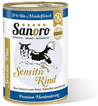 Sanoro Sensitiv PLUS Hund Nassfutter Bio-Rind mit Bio-Kartoffel und Bio-Karotte 400g