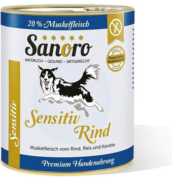Sanoro Sensitiv Rind Menü Hund Nassfutter mit Reis und Karotte 800g