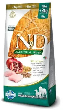 Farmina N&D Ancestral Grain Selection Adult Medium/Maxi chicken/spelt/oats/pomegranate (15 kg)