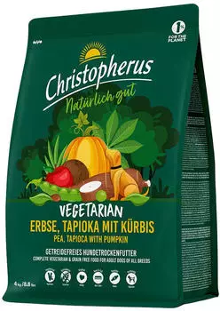 Christopherus Vegetarian Erbsen Tapioka mit Kürbis Hundetrockenfutter 4kg Christopherus Vegetarian Erbsen Tapioka mit Kürbis Hundetrockenfutter 4kg