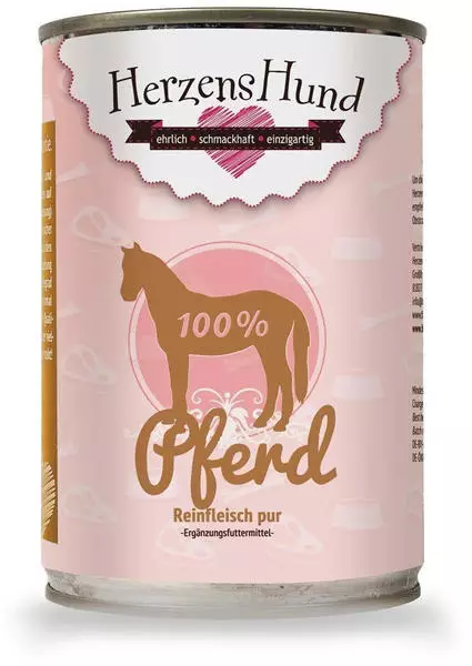 HerzensHund Reinfleisch Pferd Hundenassfutter 400g