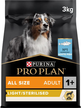 Purina Pro Plan All Sizes Adult Dog Light/Sterilised Dry Food white fish (3 kg)