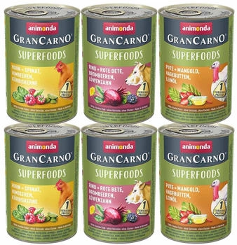 Animonda Gran Carno Superfoods Adult Variation Mixpack Hundenassfutter 6x400g