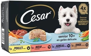 Cesar Senior 10+ delicate jelly chicken/beef/lamb/turkey (24 x 150 g)