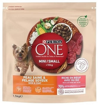 Purina One Mini/Small Skin & coat Dog Dry food beef/rice (1,5 kg)