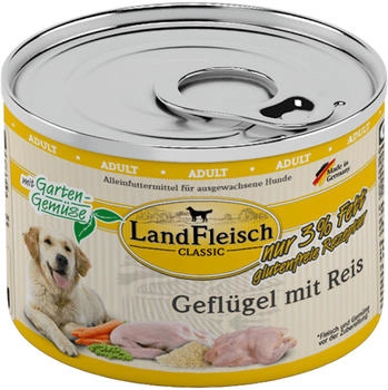 Landfleisch Classic Gefl&uuml;gel mit Reis und Gartengem&uuml;se Hunde-Nassfutter 195g