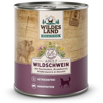 Wildes Land Classic Adult Wildschwein mit Pastinake, Brombeeren, Wildkräutern und Distelöl 6 x 800g Wildes Land Classic Adult Wildschwein mit Pastinake, Brombeeren, Wildkräutern und Distelöl 6 x 800g