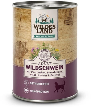 Wildes Land Classic Adult Wildschwein mit Pastinake, Brombeeren, Wildkräutern und Distelöl 6 x 400g Wildes Land Classic Adult Wildschwein mit Pastinake, Brombeeren, Wildkräutern und Distelöl 6 x 400g