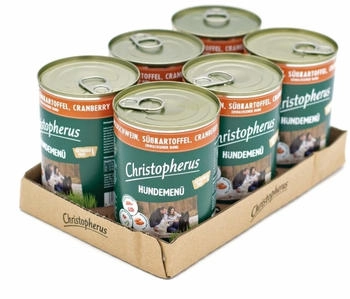 Christopherus Hundemenü mit Wildschwein, Süßkartoffel und Cranberry